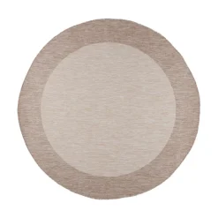 In- & Outdoor Teppich Rund - Sierra Border Creme Beige