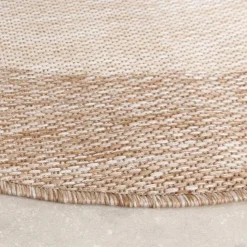 In- & Outdoor Teppich Rund - Sierra Border Beige Creme