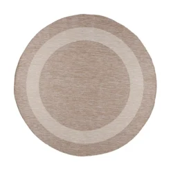 In- & Outdoor Teppich Rund - Sierra Border Beige Creme
