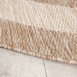 In- & Outdoor Teppich Rund - Sierra Frame Beige Creme