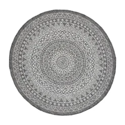 In- & Outdoor Teppich Rund - Summer Azteca Grau