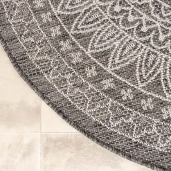 In- & Outdoor Teppich Rund - Summer Azteca Grau
