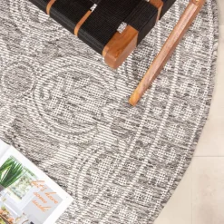 In- & Outdoor Teppich Rund - Summer Oriental Hellgrau