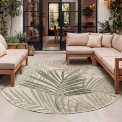 In- & Outdoor Teppich Rund - Tiga Palm Grün