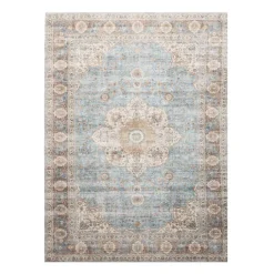 In- & Outdoor Teppich Vintage - Kairo Medaillon Hellblau Creme