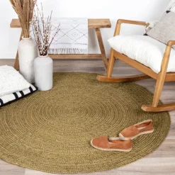 Jute Teppich Rund - Fair Grün