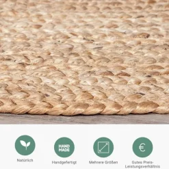 Jute Teppich Rund - Fair Natur