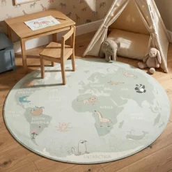 Kinderteppich Rund - Globe Mint