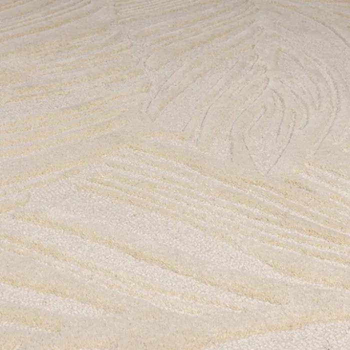 Moderner Teppich Rund - Solacio Leaves Beige - Ø 160cm