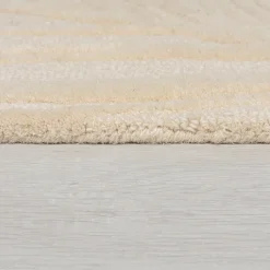 Moderner Teppich Rund - Solacio Leaves Beige - Ø 160cm