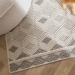 Nachhaltiger Teppich - Lorre Blocks Weiß Grau