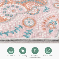 Outdoor Teppich Boho - Vedra Medaillon Rosa
