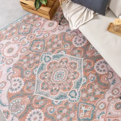 Outdoor Teppich Boho - Vedra Medaillon Rosa