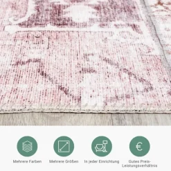 Patchwork Teppich - Lago Rot Rosa
