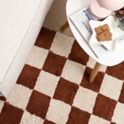 Retro Teppich - Gambit Braun Weiß