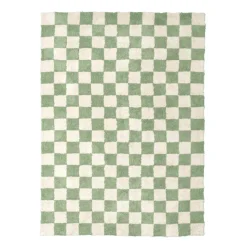 Retro Teppich - Gambit Grün Weiß