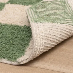 Retro Teppich - Gambit Grün Weiß