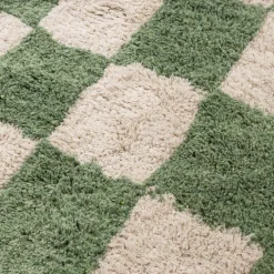 Retro Teppich - Gambit Grün Weiß
