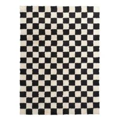 Retro Teppich - Gambit Schwarz Weiß