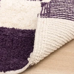 Retro Teppich - Gambit Violett Weiß