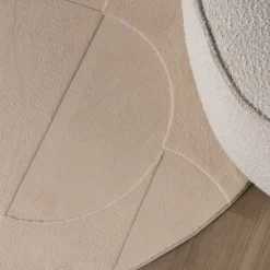 Runder Teppich Wohnzimmer - Charm Circles Beige