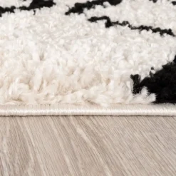 Teppich Hochflor - Grand Diamond Weave Creme Schwarz