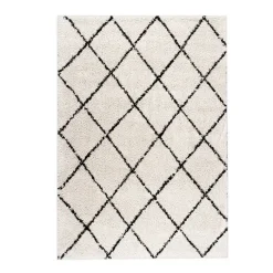 Teppich Hochflor - Grand Lines Creme Schwarz