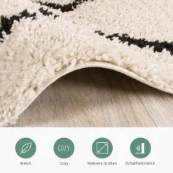 Teppich Hochflor - Grand Moves Creme Schwarz