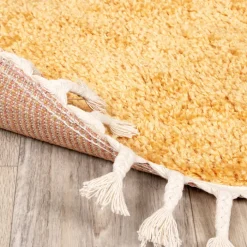 Teppich Hochflor Rund - Lofty Fringe Gelb