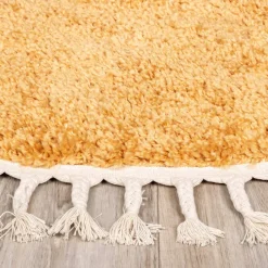 Teppich Hochflor Rund - Lofty Fringe Gelb