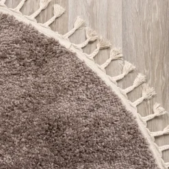 Teppich Hochflor Rund - Lofty Fringe Taupe