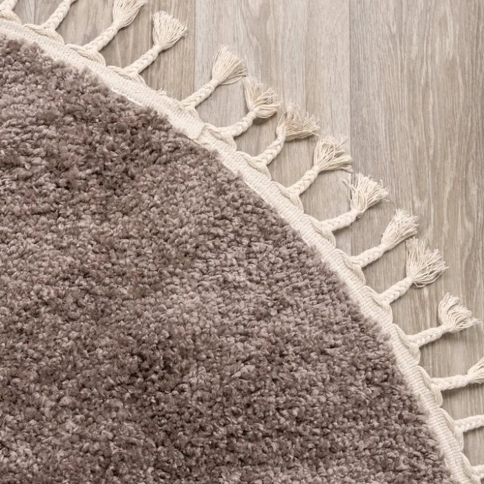 Teppich Hochflor Rund - Lofty Fringe Taupe