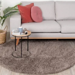 Teppich Hochflor Rund - Lofty Taupe