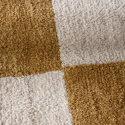 Teppich kariert - Blox Fringe ockergelb weiß