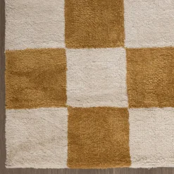 Teppich kariert - Blox ockergelb weiß