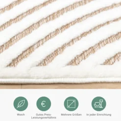 Teppich Modern - Nori Curves Weiß Taupe