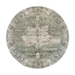 Teppich rund vintage - Kyra Medaillon Grün