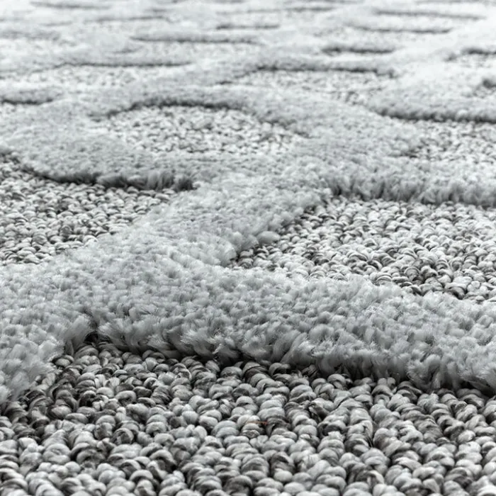 Teppich Skandinavisch Rund - Pitea Tile Grau