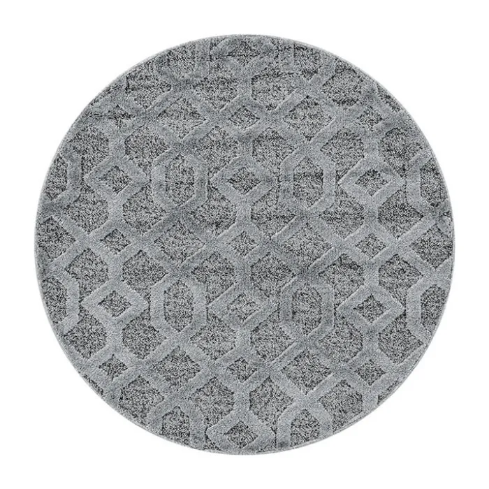 Teppich Skandinavisch Rund - Pitea Tile Grau