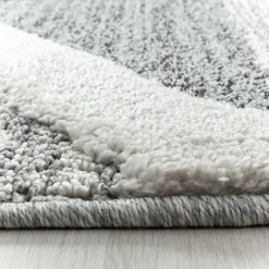 Teppich Skandinavisch Rund - Pitea Lines Grau Creme