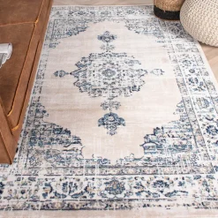 Teppich Vintage - Deep Medaillon Weiß Blau