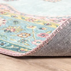Teppich Vintage - Lily Medaillon Hellblau Türkis