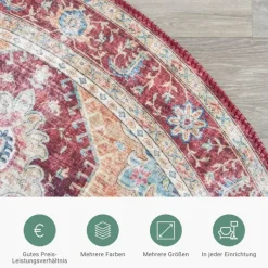 Teppich Vintage Rund - Azara Rot