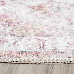 Teppich Vintage Rund - Lago Rot Rosa