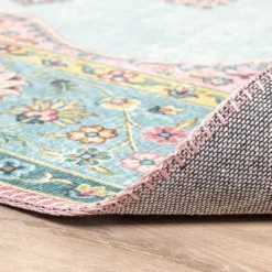 Teppich Vintage Rund - Lily Medaillon Hellblau Türkis