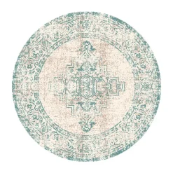 Teppich Vintage Rund - Spring Ethnic Creme Grün