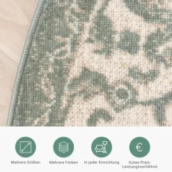 Teppich Vintage Rund - Spring Medaillon Grün Creme