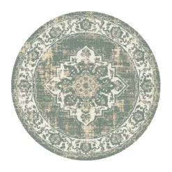 Teppich Vintage Rund - Spring Medaillon Grün Creme