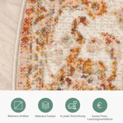 Teppich Vintage Rund - Spring Medaillon Terracotta Creme