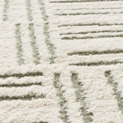 Teppich Wohnzimmer - Yune Lines Creme Grün